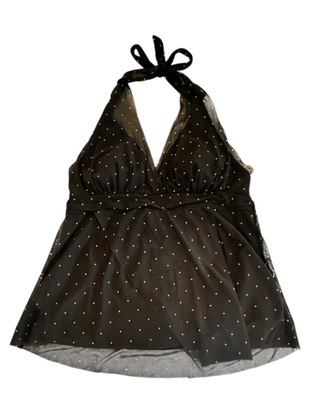 Mazu Swim Black & White Polka Dot Flowy Halter Style Swim Top Size 18W